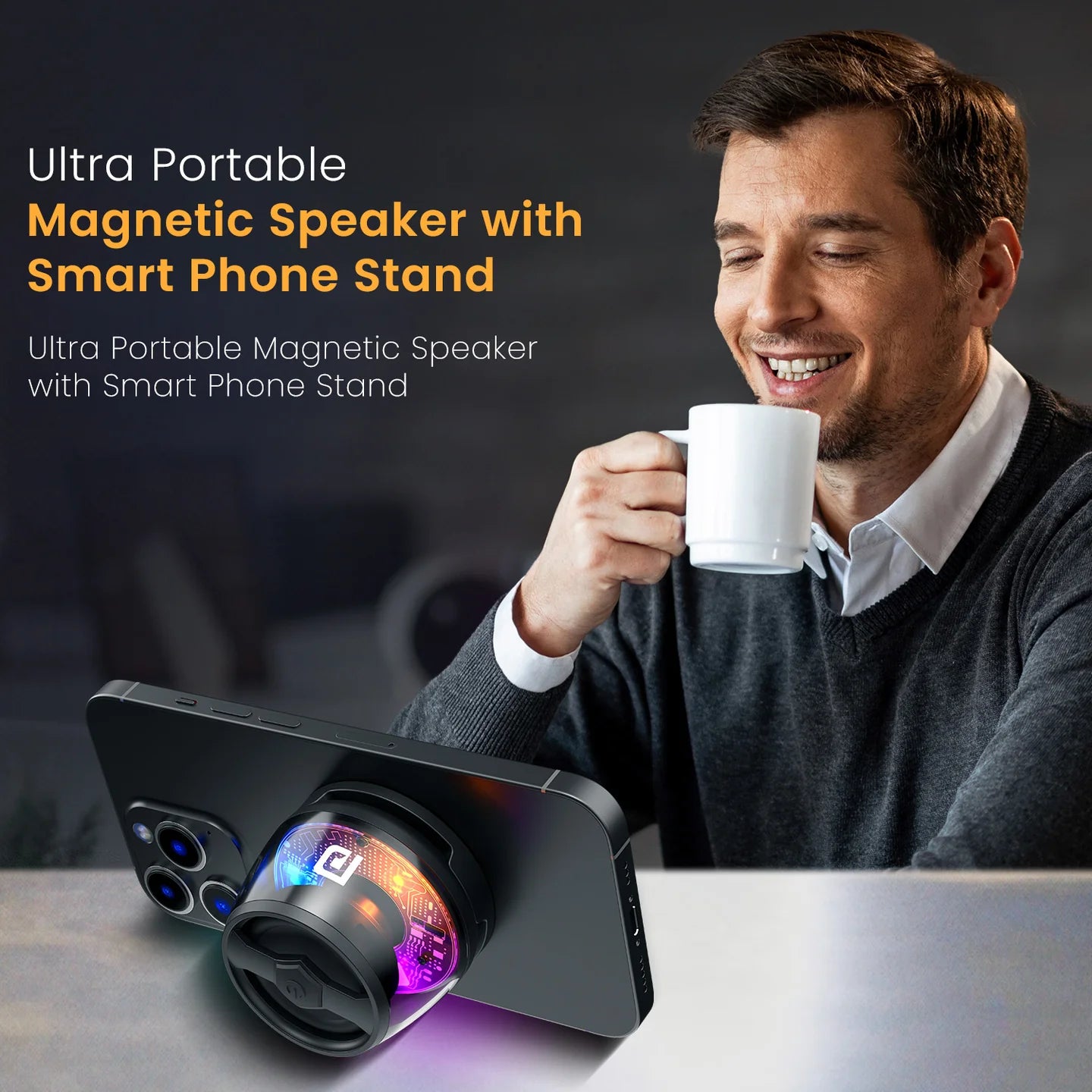 Portronics Bluetooth Speaker With RGB Light & Stand - 6W Magnetic