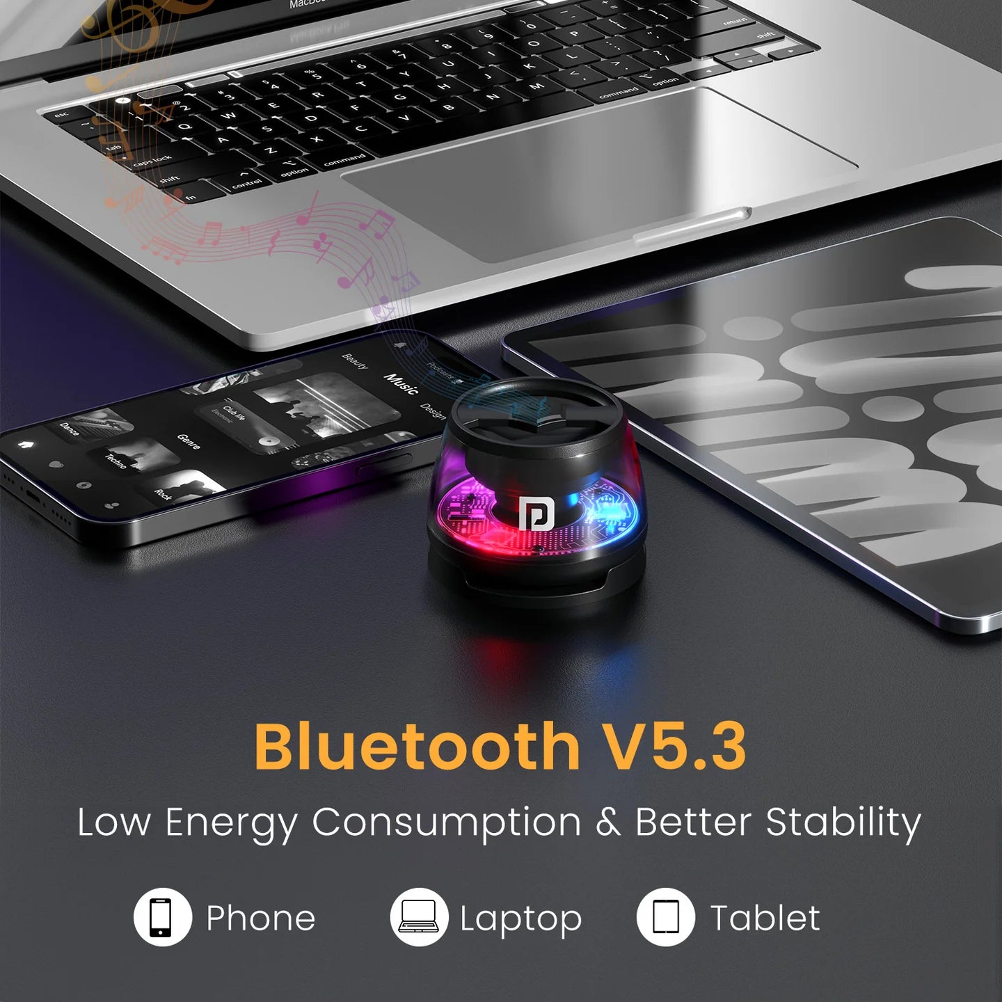 Portronics Bluetooth Speaker With RGB Light & Stand - 6W Magnetic