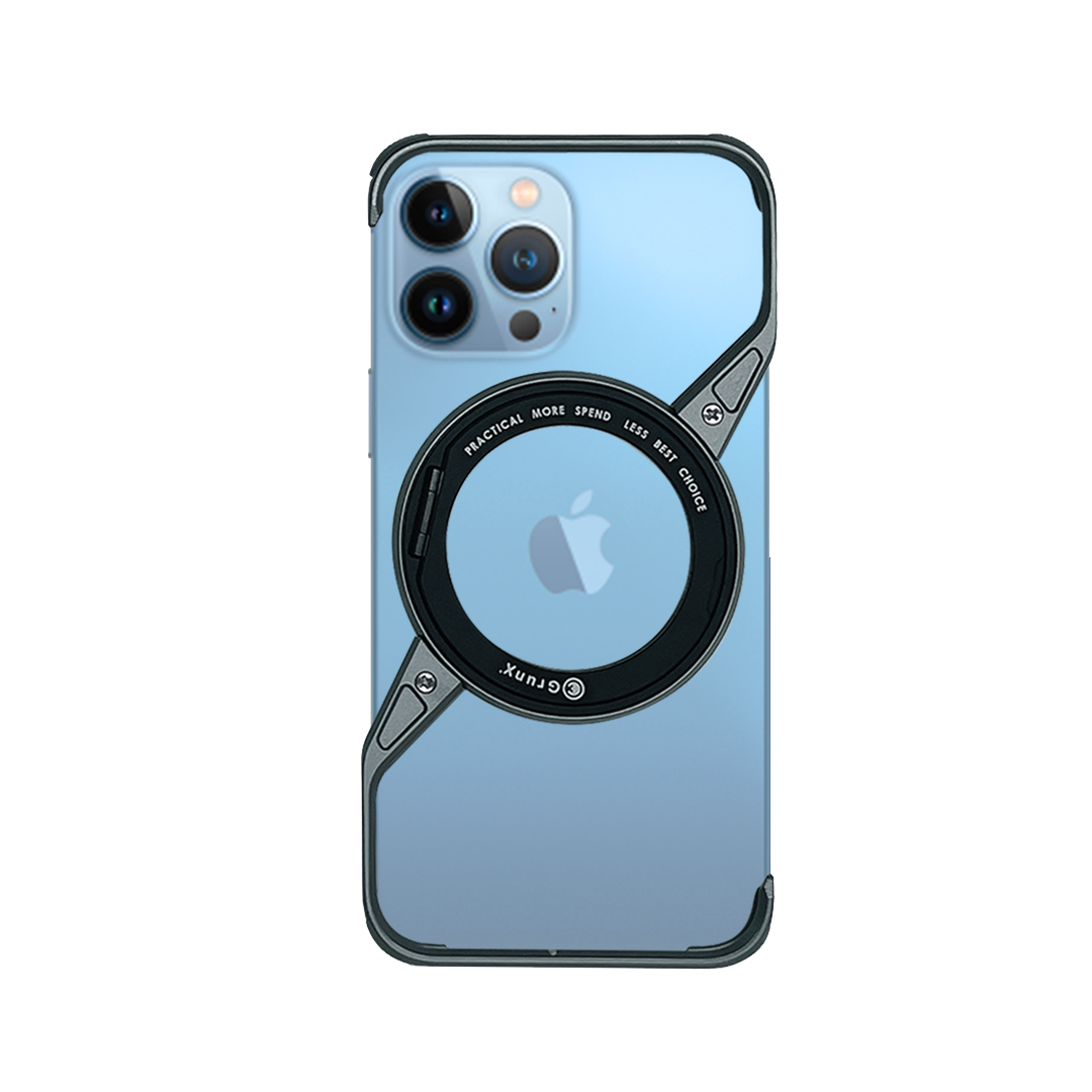 GRUNX Nexis magnetic aluminium iPhone metal case grey with 360 rotatable grip MagSafe compatible India