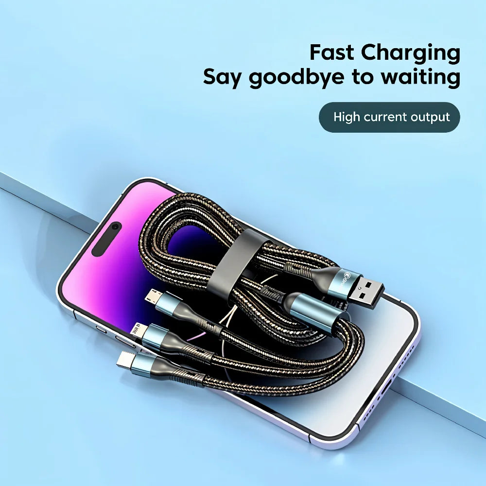 3 in 1 Fast Charging Cable Lightning Type C & Micro USB - Object