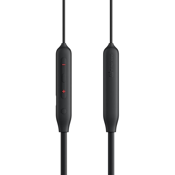 Black inline remote control cable with red +/- buttons on one end and a small white brand logo on the other, shown on a plain white background.