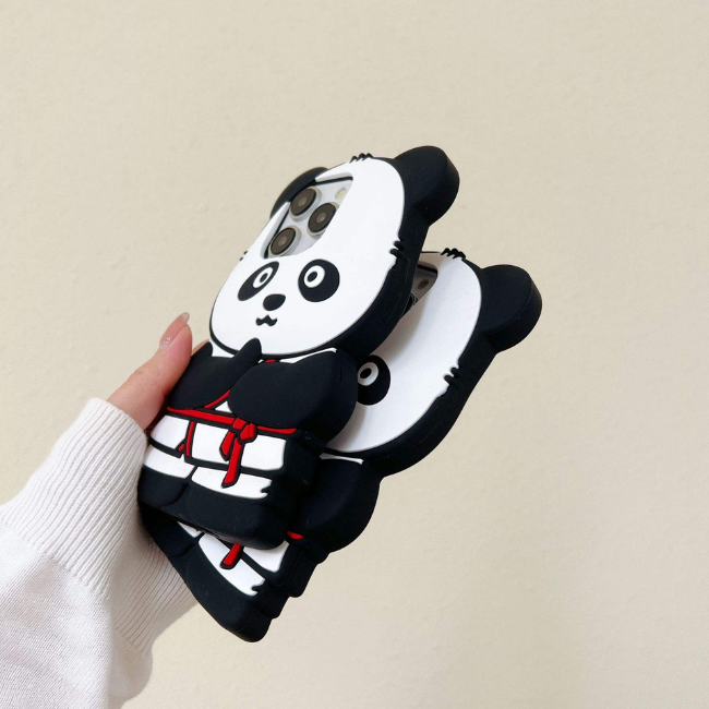 GRUNX Panda silicone iPhone case side view showing precise cutouts for buttons ports camera speaker full access