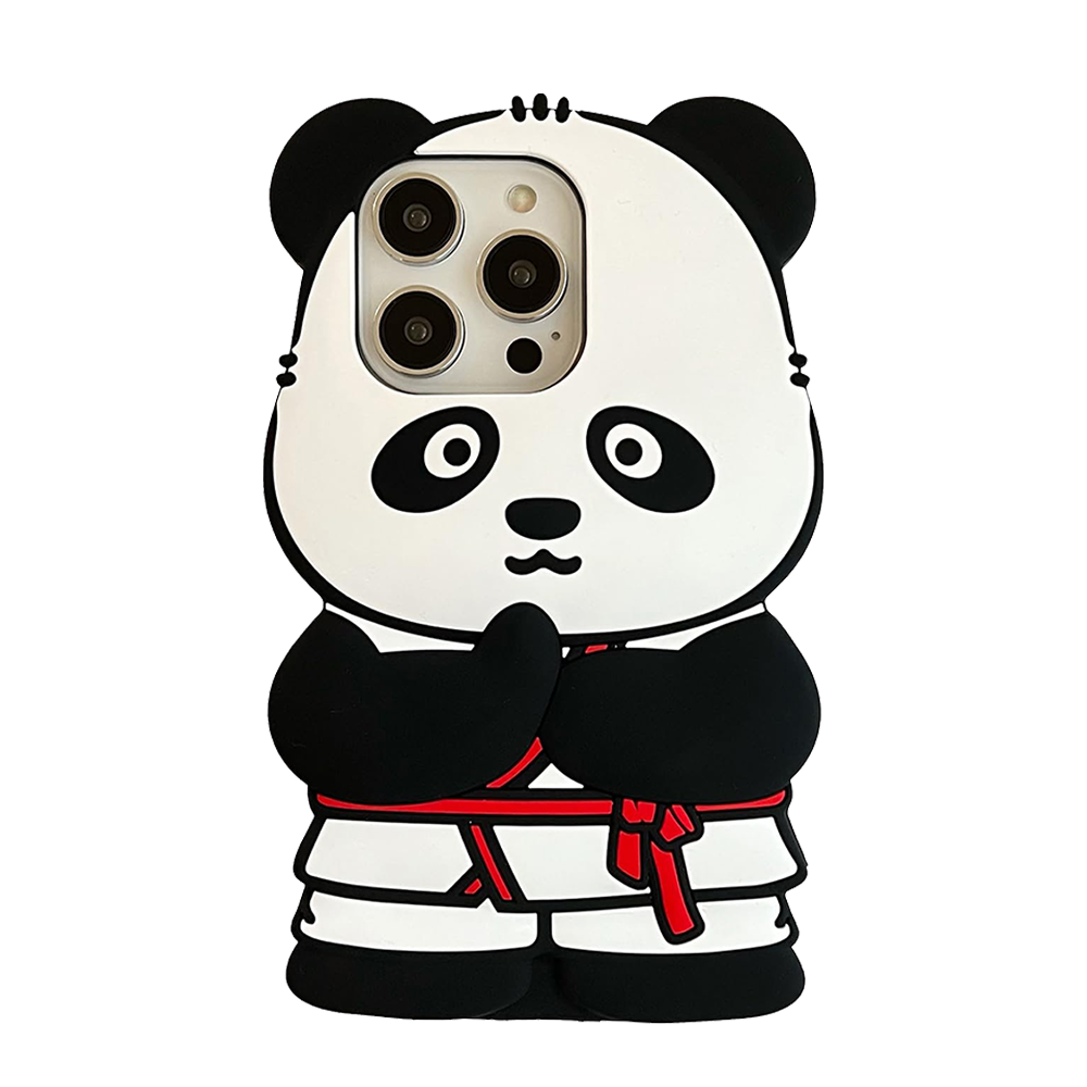 GRUNX Panda 3D cute silicone waterproof iPhone case white black panda design on Indian girl's hand