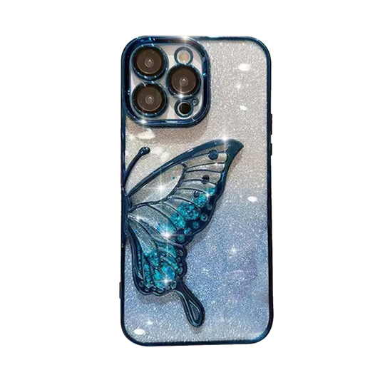 GRUNX Peacock blue plating 3D glitter butterfly iPhone case shimmering design lifestyle India women