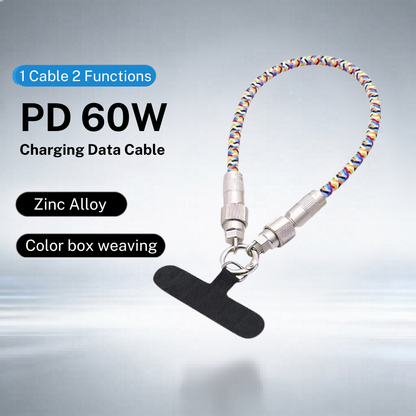 Multicolor Woven Phone Wrist Strap with Metal Detachable Connector and Phone Patch