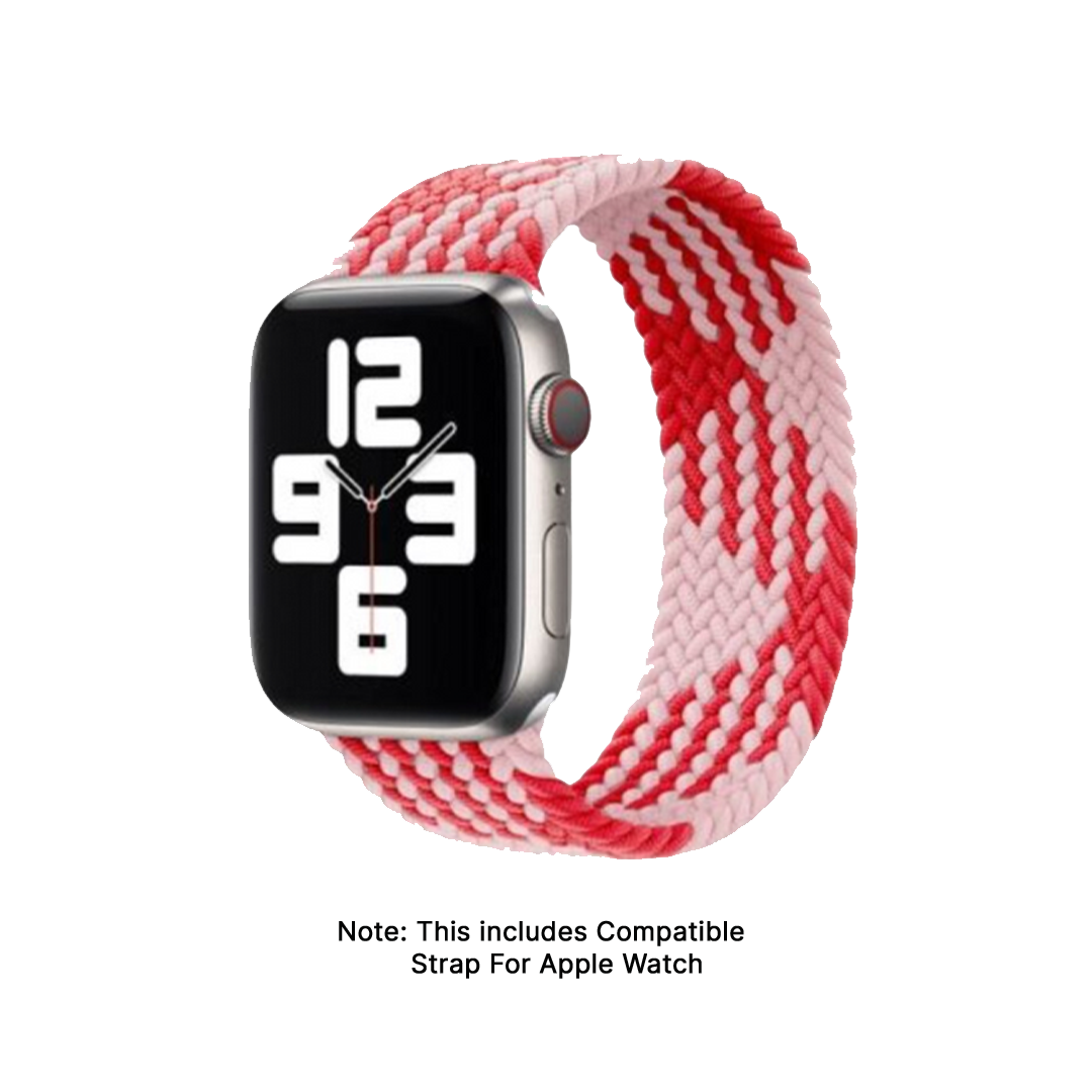 GRUNX Pinku pink blue elastic braided nylon Apple Watch strap on wrist Indian lifestyle