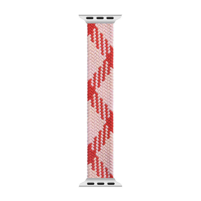 GRUNX Pinku braided nylon Apple Watch band pink blue all Series SE Ultra flat lay size variants