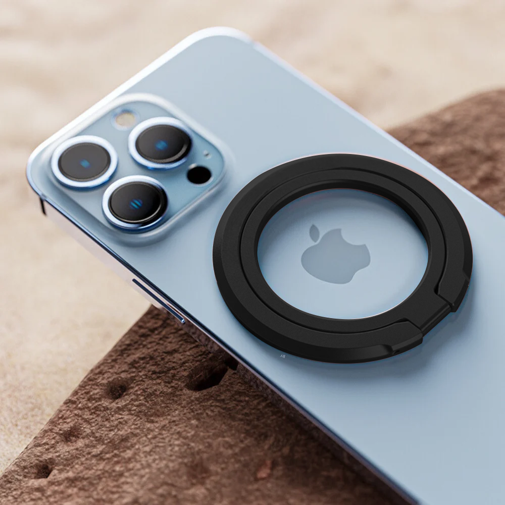 Mobile Stand and Holder Smartphones  Adjustable Black Ring Holder Attached Back Of An iPhone Pluto GrunX in India