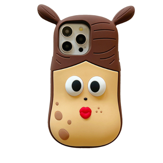 GRUNX Pooky Pigtail Girl 3D cartoon silicone iPhone case brown sculpted character back view iPhone 15 15 Pro Max India