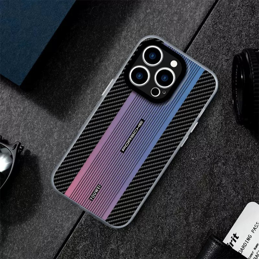 GRUNX Zupee premium carbon fiber texture iPhone case back view showing detailed weave pattern shockproof India