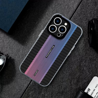 GRUNX Zupee premium carbon fiber texture iPhone case back view showing detailed weave pattern shockproof India