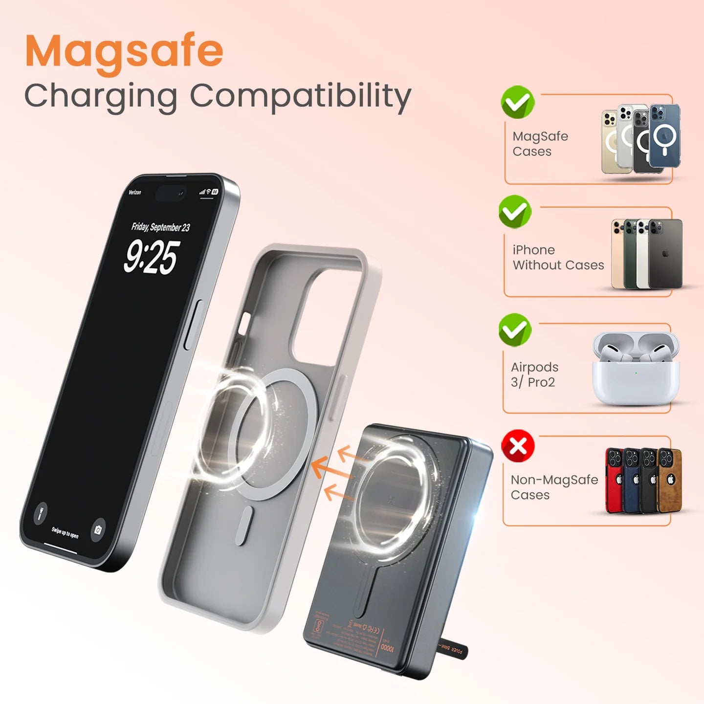 MagSafe charging stand with phone holder compact desk setup side view
