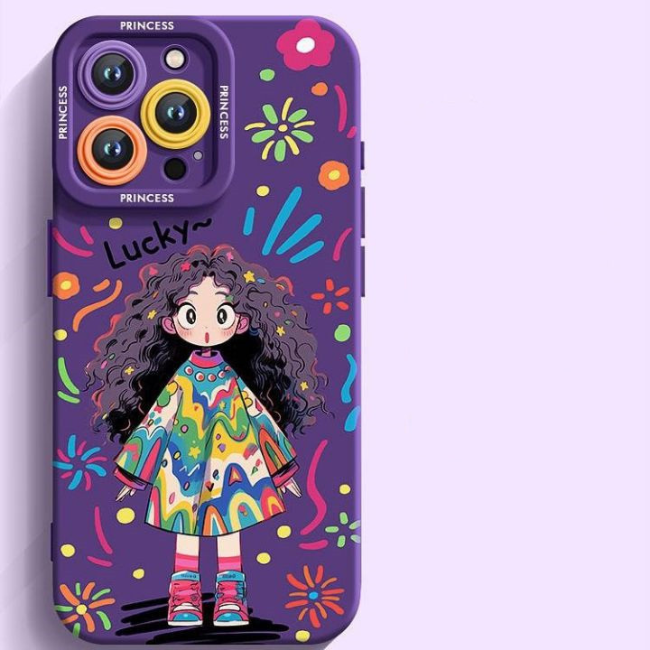 GRUNX Princess shockproof iPhone case held by young Indian girl showing full design and slim fit college lifestyle