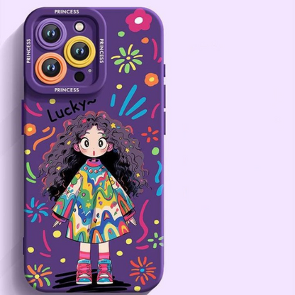 GRUNX Princess shockproof iPhone case held by young Indian girl showing full design and slim fit college lifestyle