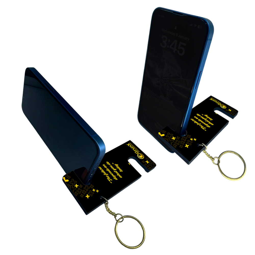 Mobile Stand and Keychain Smartphones  Adjustable Black & Yellow Holding Smartphone Upright Pushpa Grunx in India