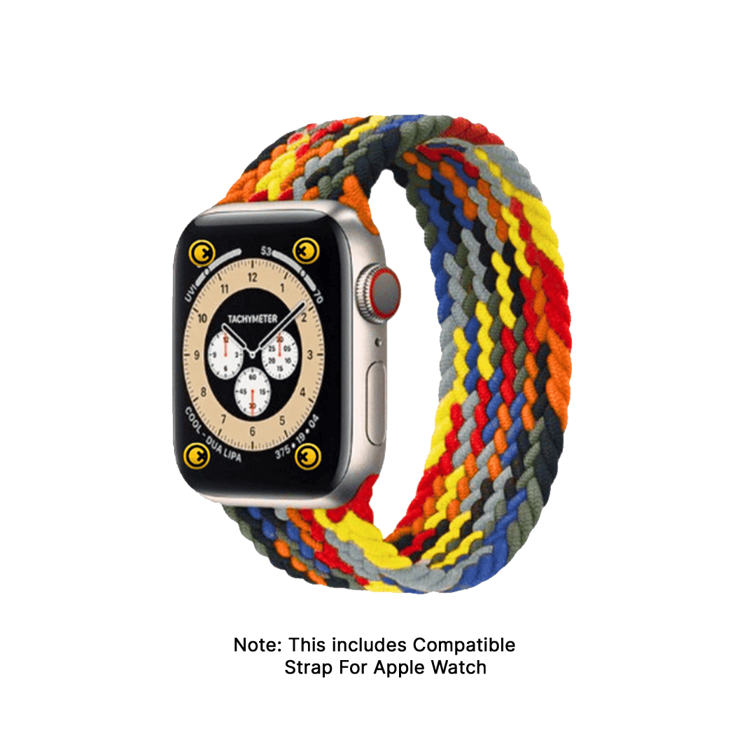 Rainbow nylon braided Apple Watch strap multi color stretchable loop band from GRUNX 