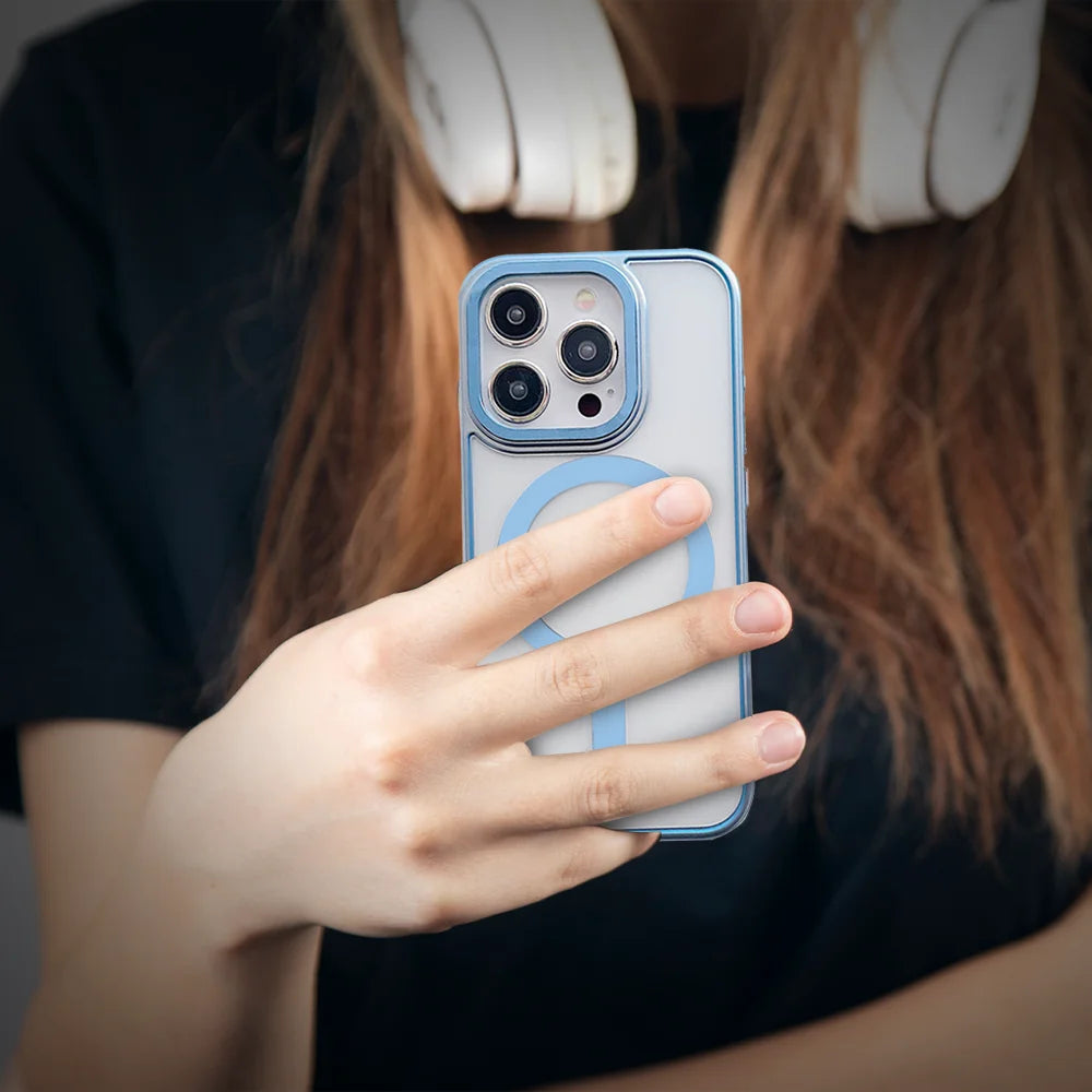 Blue iphone case with air cushion drop protection durable build GRUNX India. 