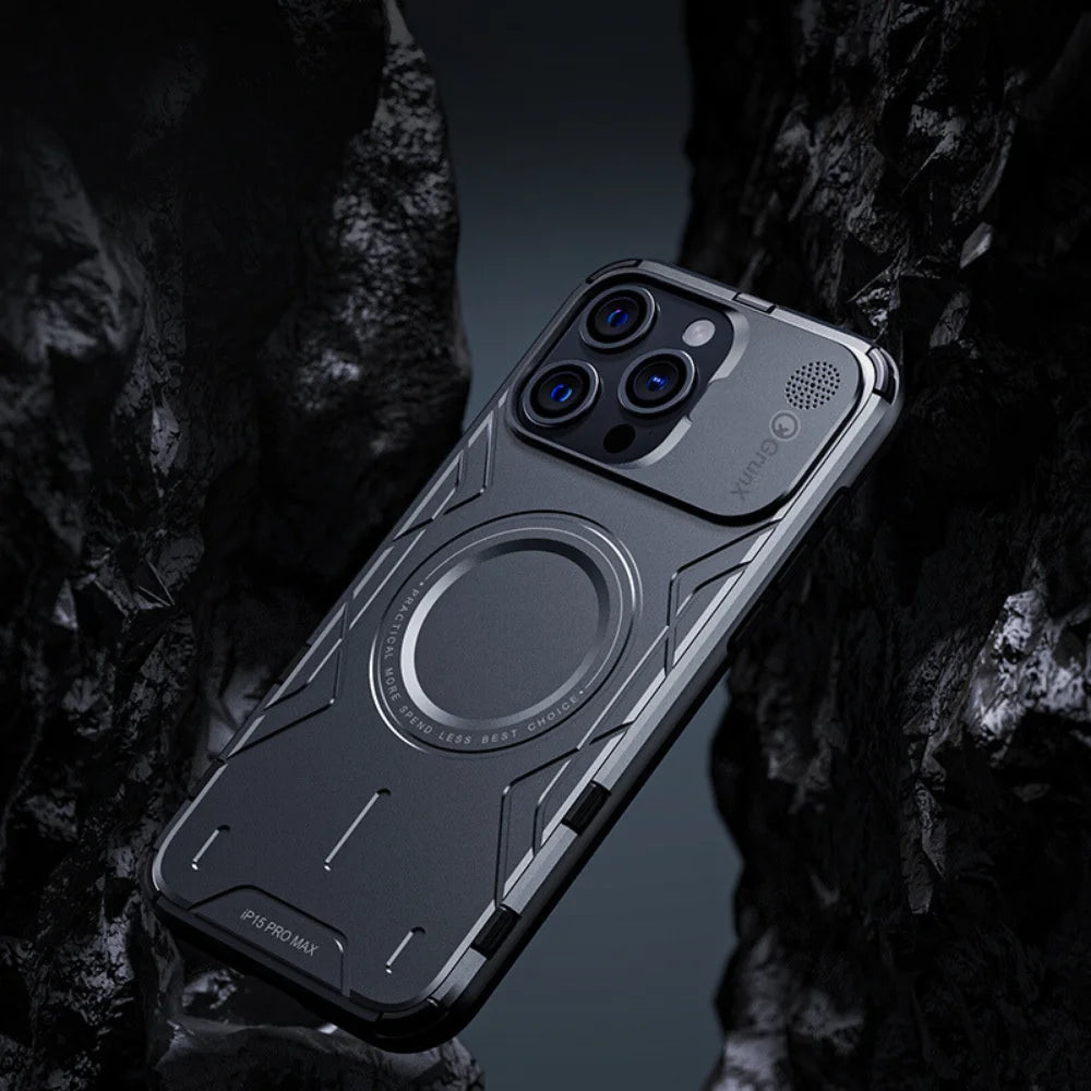 GRUNX Robot aluminum MagSafe iPhone case precise button cutouts slim profile all variants flat lay India