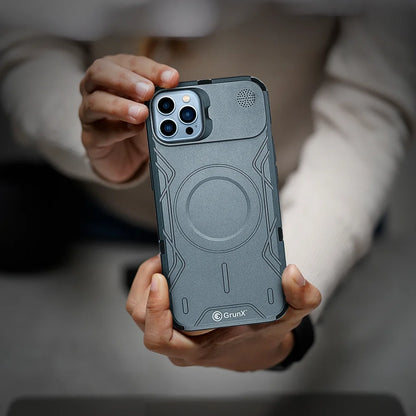 GRUNX Robot iPhone metal case reinforced metal lens frame camera protection close-up aluminum alloy detail India