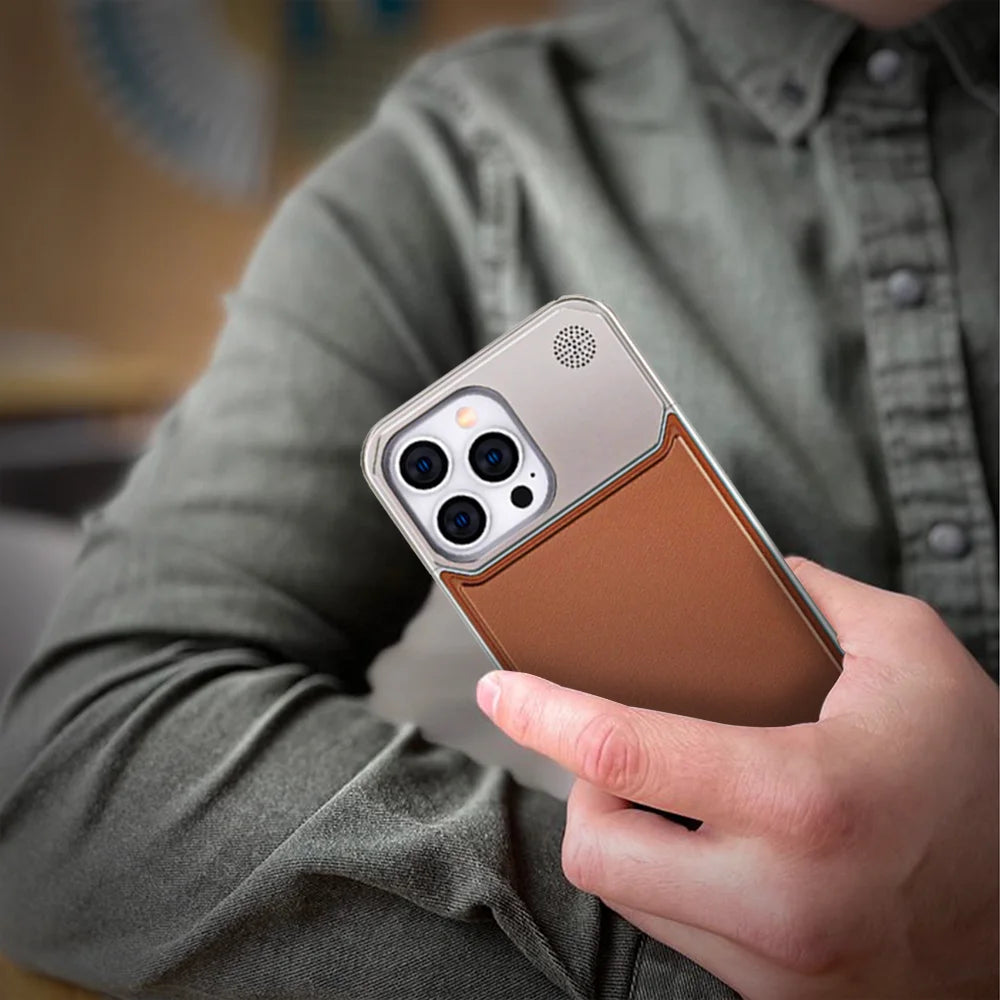 GRUNX Ronaldo silver rimless aluminium leather iPhone case with luxury fragrance on Indian professional desk premium setup