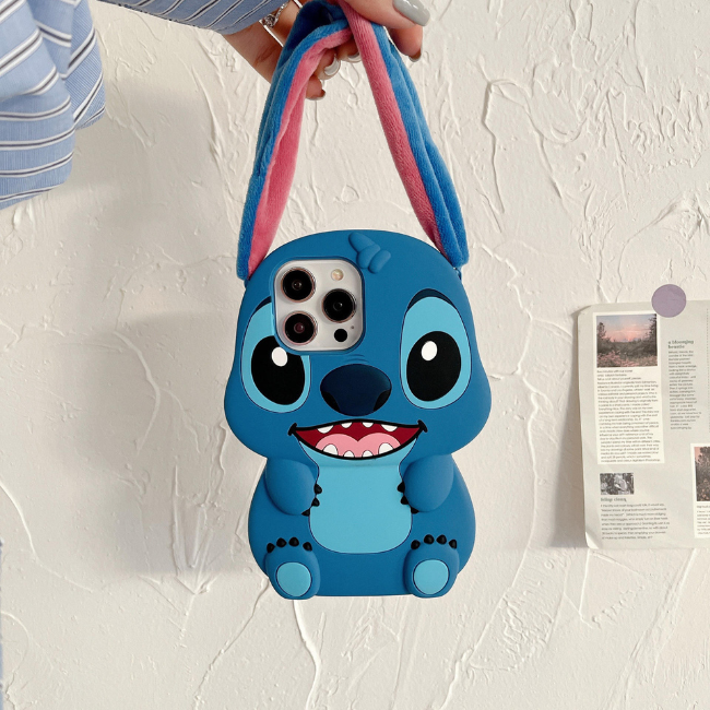 GRUNX Roxy Stitch 3D cartoon iPhone case side view showing precise cutouts for buttons ports camera speaker full access
