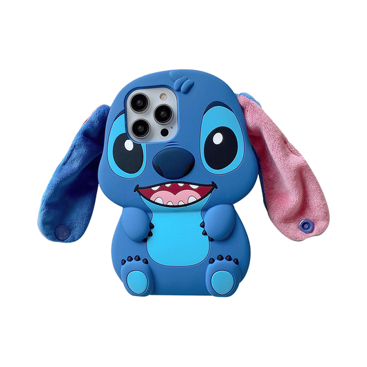 GRUNX Roxy Stitch 3D cartoon silicone iPhone case showing sculpted blue Stitch character back view India