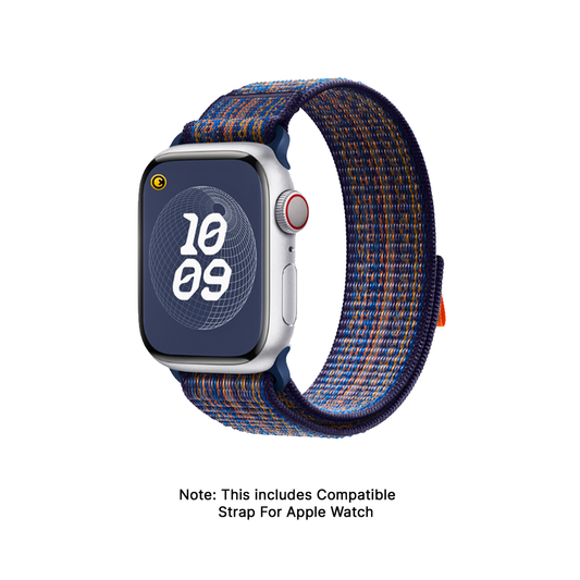 GRUNX Royal woven design sports Apple Watch strap breathable fabric Velcro closure front view India