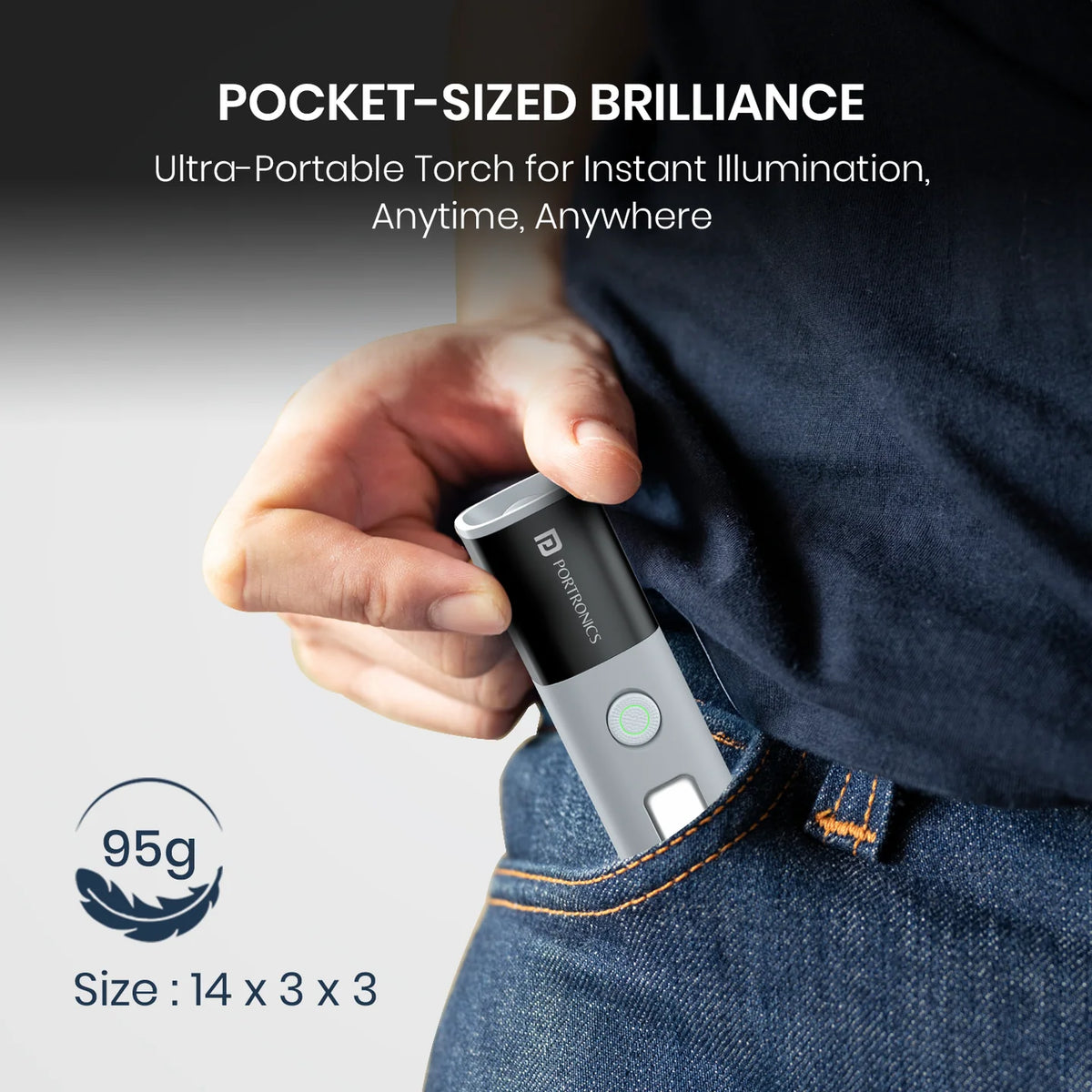 Portronics LED flashlight at best price India GrunX store 300 lumens SOS rechargeable