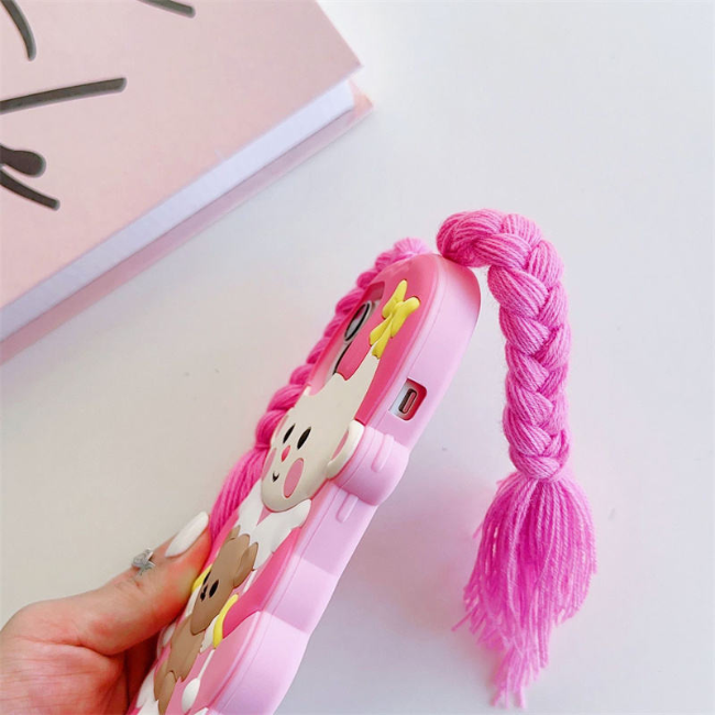 GRUNX Sandra cute bear iPhone case front and back view slim fit pink white shockproof TPU India