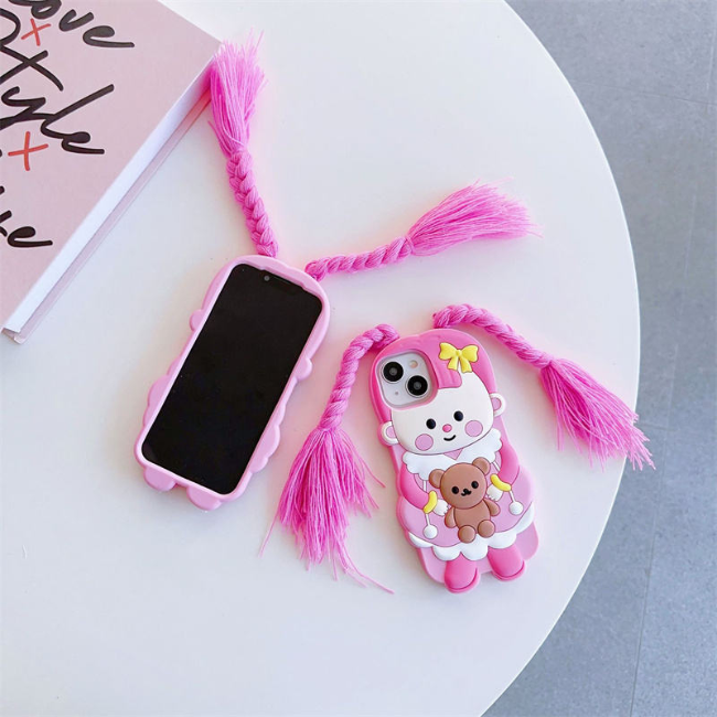 GRUNX Sandra cartoon shockproof iPhone case bottom view precise charging port cutout pink white TPU India
