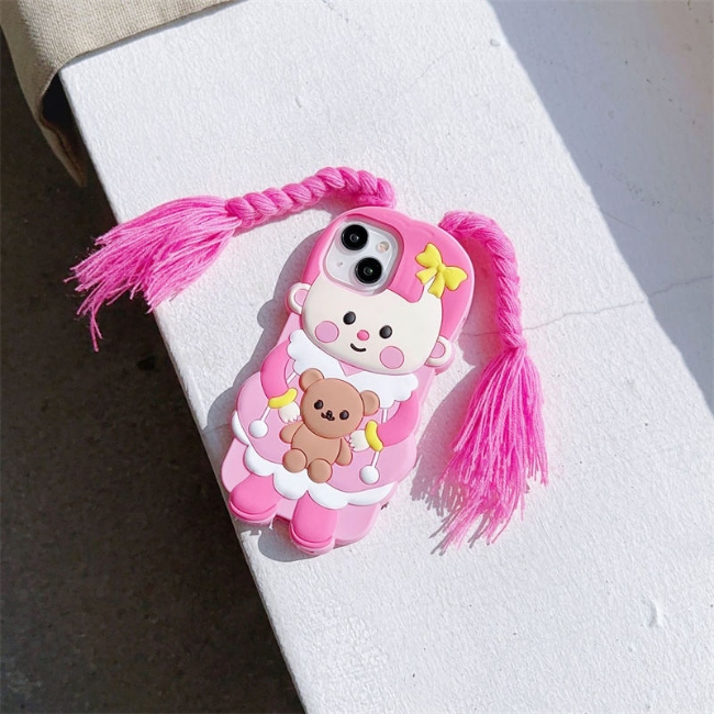 GRUNX Sandra cartoon bear iPhone case side view slim profile button access pink white India