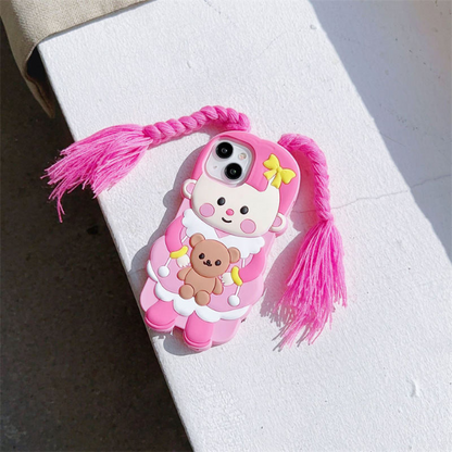 GRUNX Sandra cartoon bear iPhone case side view slim profile button access pink white India