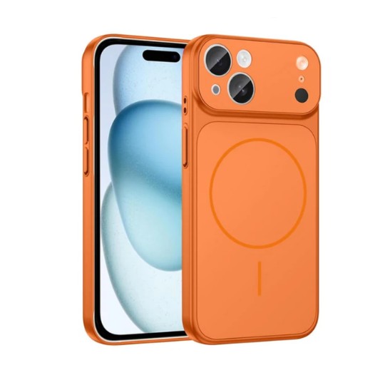 Orange MagSafe Compatible Protective Case for iPhone 17 - Premium Silicone Shockproof Cover with Camera Protection and Magnetic Charging Support - Ronix