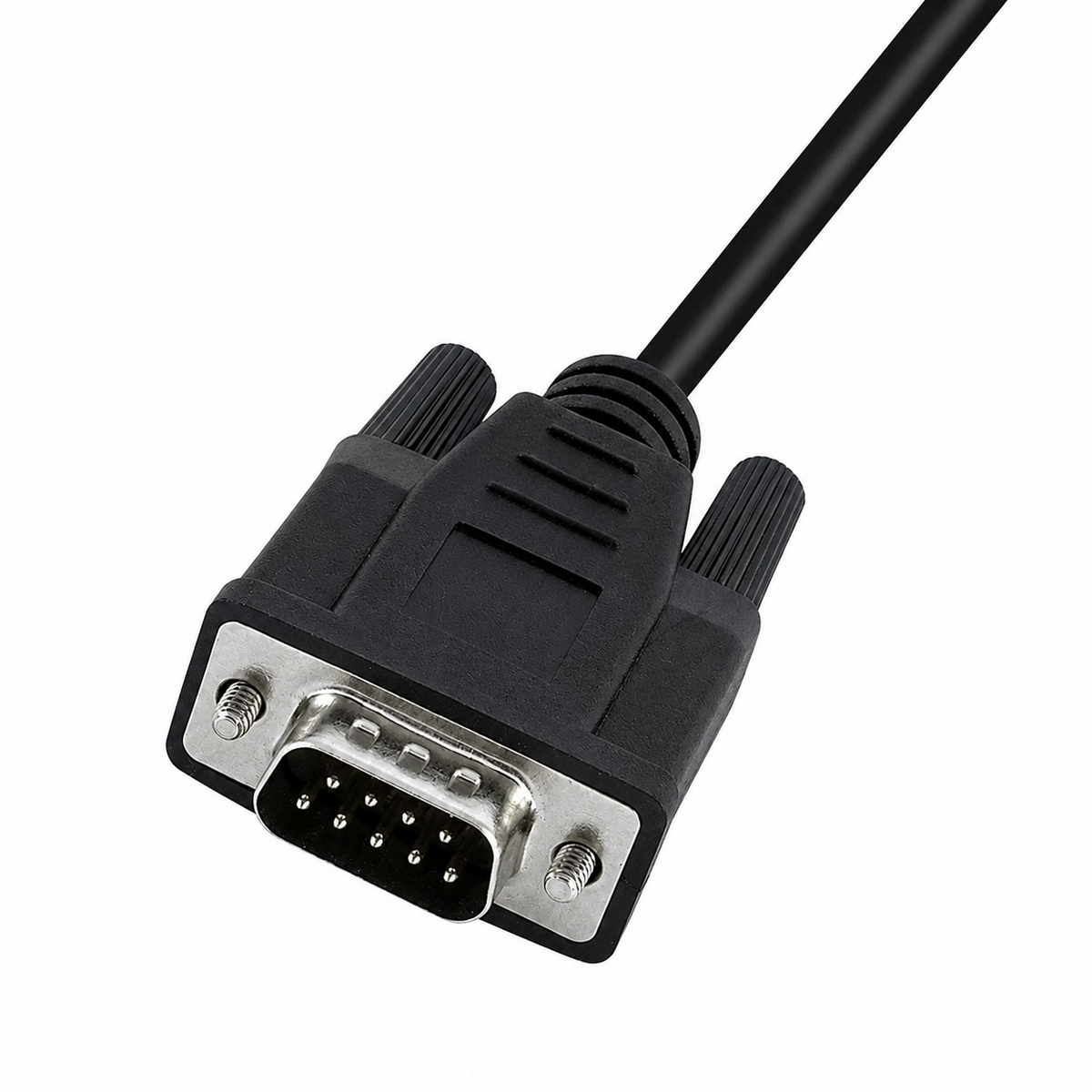 A black VGA video cable with a DVI female connector head, featuring a silver metal shield and a black plastic housing, shown on a solid white background.
