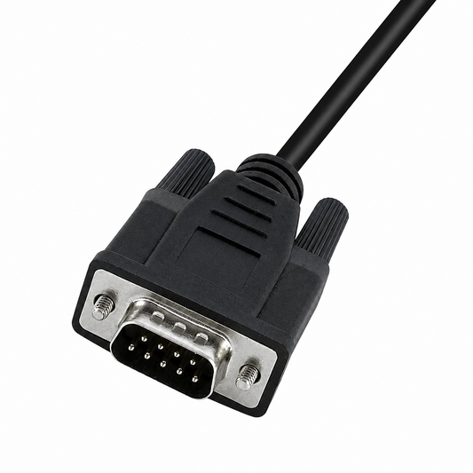 A black VGA video cable with a DVI female connector head, featuring a silver metal shield and a black plastic housing, shown on a solid white background.