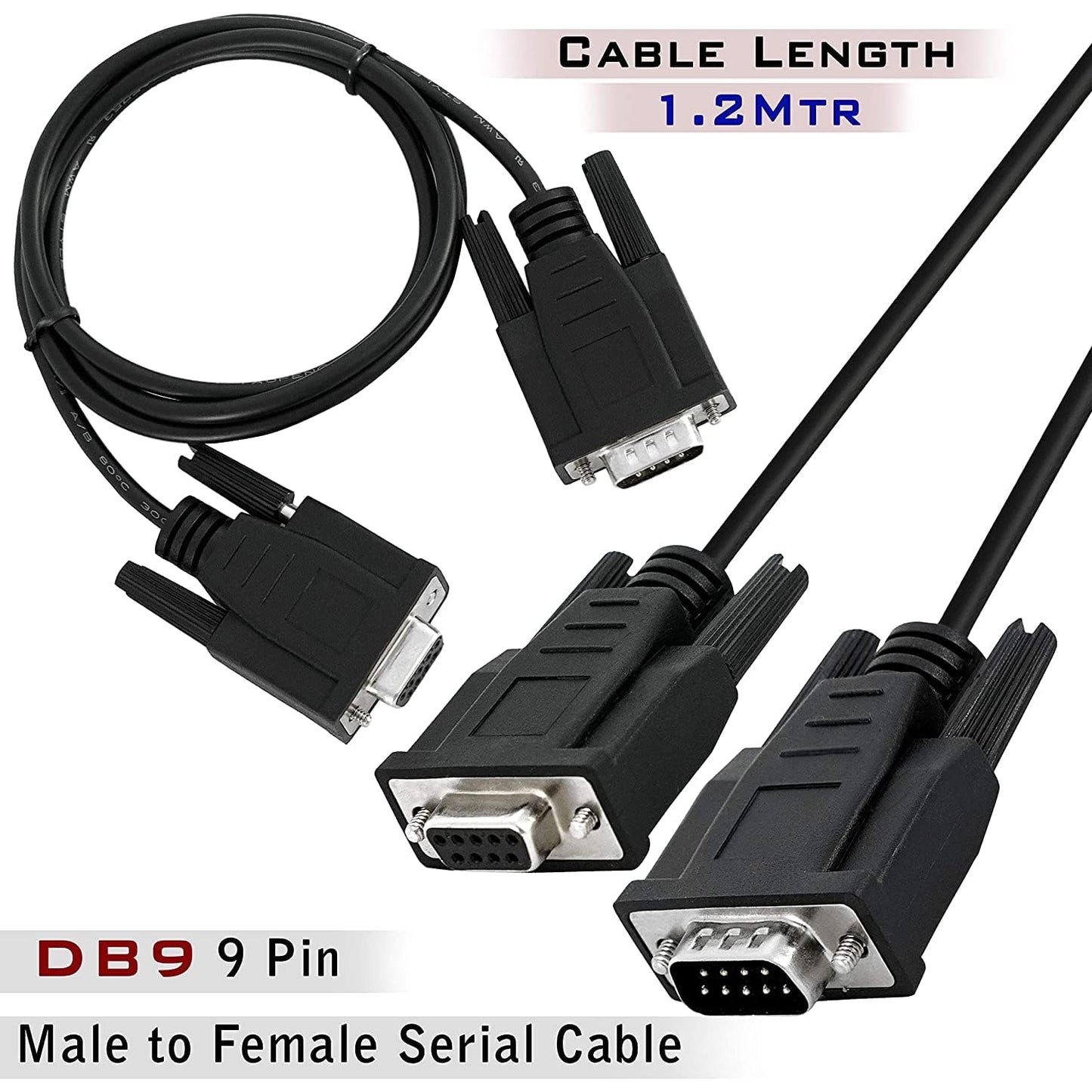 DB9 9-pin male to female serial cable 1.2 meter length