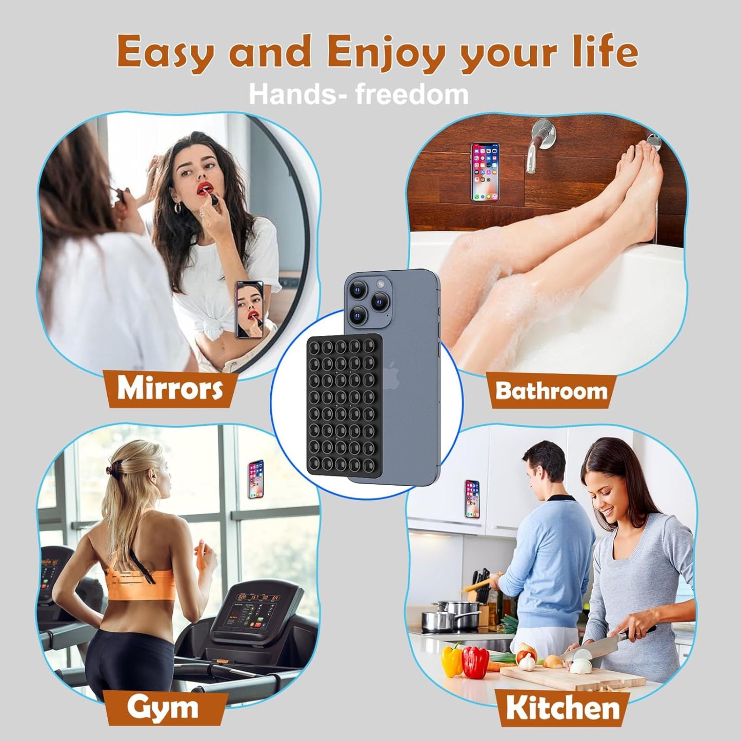 GRUNX Sticky silicone suction grip phone mount with 28 suction cups on white background