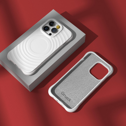 GRUNX Snow white 3D wave liquid silicone iPhone 14 case magnetic corner drop bump protection daily use India