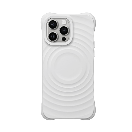 GRUNX Snow white 3D wave pattern liquid silicone iPhone case side view showing wave texture and magnetic corners India