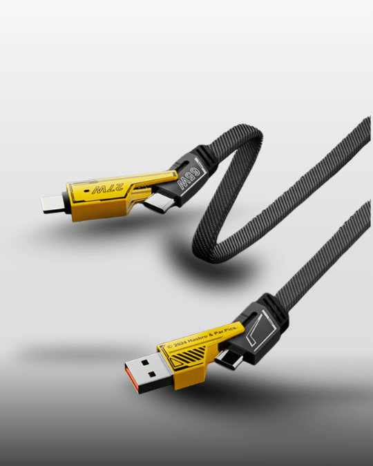 GrunX Fast charging category banner to highlight www.grunx.in sell fast charging solutions all over india, this photo shows a 4 in 1 multi port charging cable.