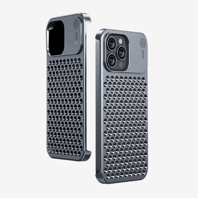 GRUNX Tesla iPhone metal case heat dissipation cooling holes Mac Pro inspired ventilation design India