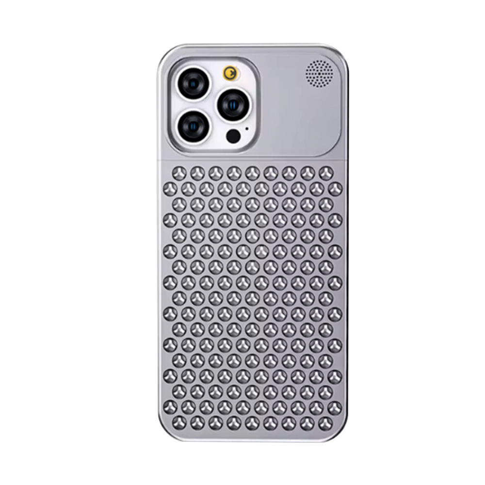GRUNX Tesla luxury fragrance rimless aluminum iPhone metal case silver side view India - iPhone 11 12 13 Pro Max