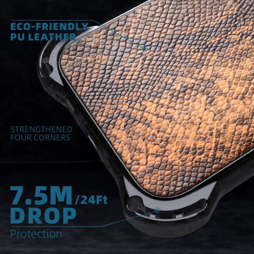 GRUNX Tiger leather iPhone case back view man showcasing snake-skin finish unique corner guard India
