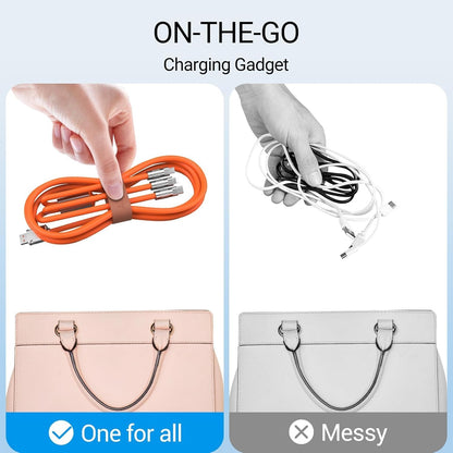 Packaging of 120W 3-in-1 fast charging cable, highlighting its premium quality and features – available at GrunX