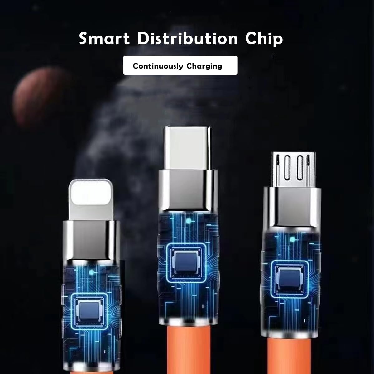 Durable braided design of 120W 3-in-1 charging cable ensuring tangle-free and long-lasting use – available at GrunX