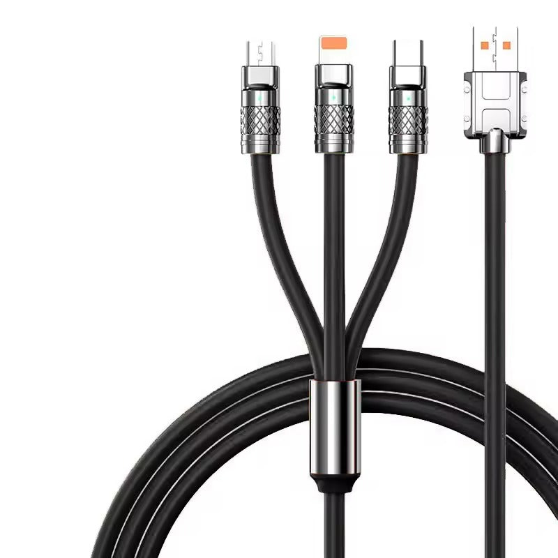 Multifunctional cable with multiple connectors on a white background