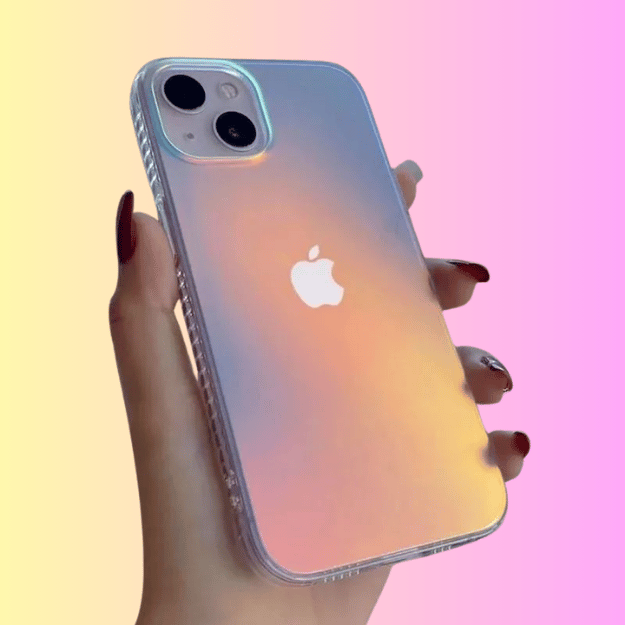 GRUNX Trump clear iPhone case fitted on device showing camera protection and slim edges