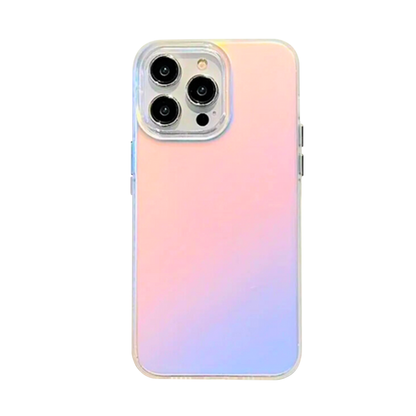 GRUNX Trump laser gradient clear iPhone case with holographic back transparent slim design on modern desk setup