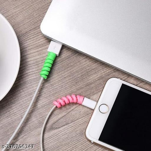 Twist Premium Cable Protector applied to various cables, including USB-C, Lightning, and Micro USB, demonstrating its universal compatibility – available at GrunX