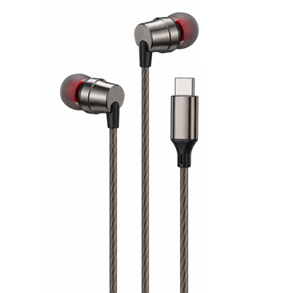GrunX Type C Wired Headphones with Metal Bullet Earbuds, Full Set